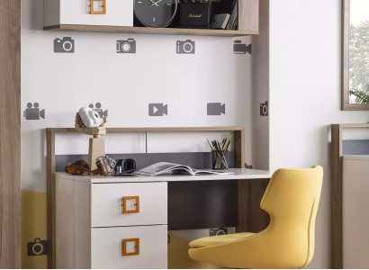 Suite Desk Childrens room Set 2pcs Shelf Computer Wood White